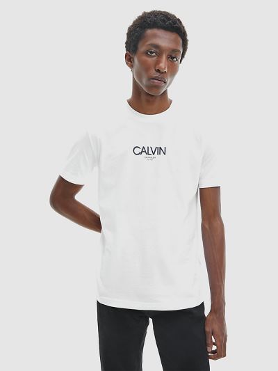 Calvin Klein Ruhák HU297565 | Calvin Klein Logo Férfi Póló Világos Fehér